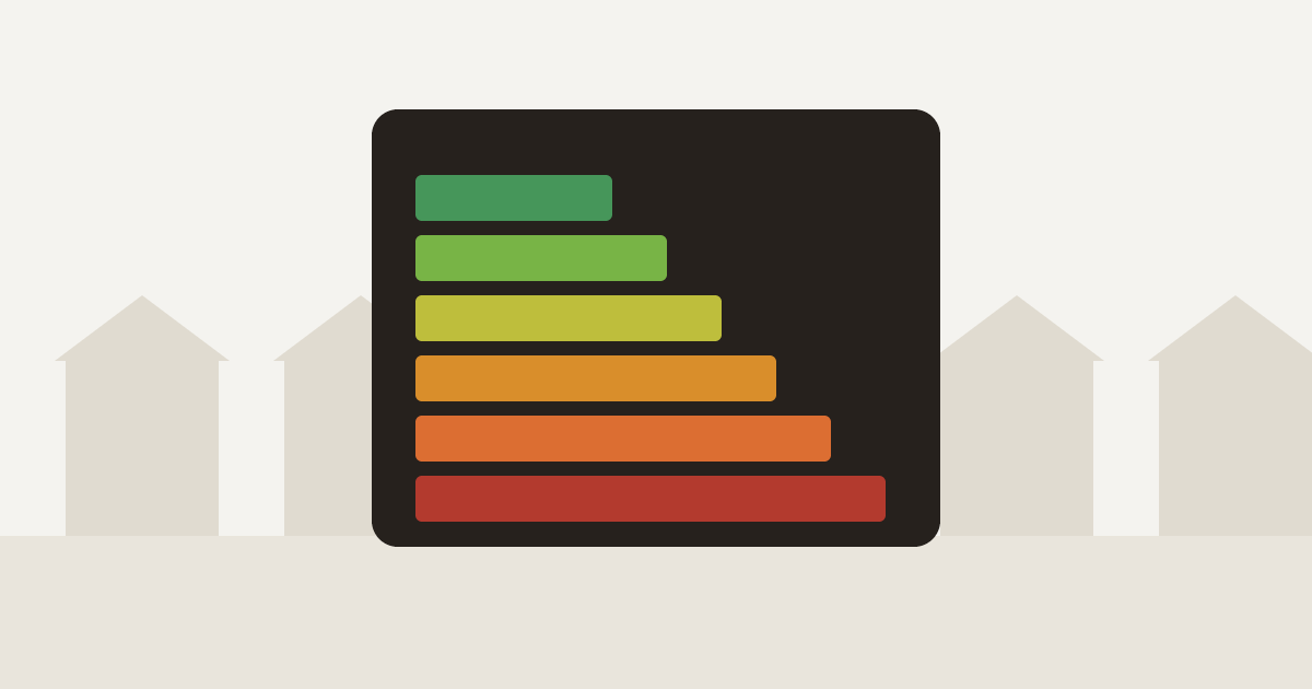 Illustration of an energy rating chart from green to red