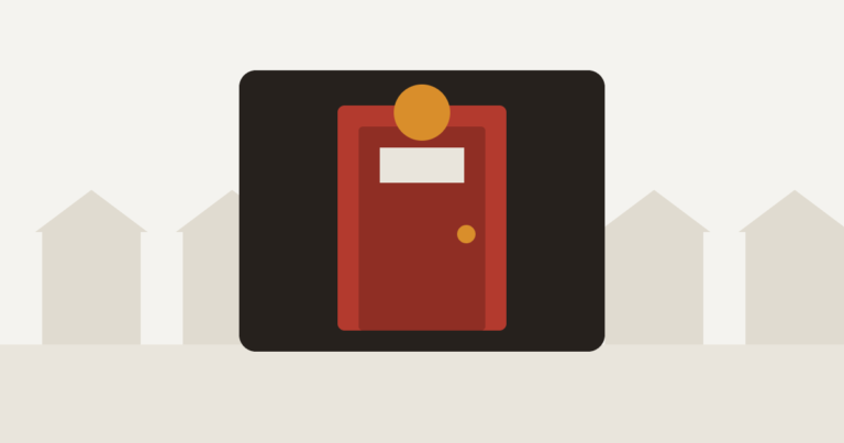 Illustration of a fire door with an alarm above it